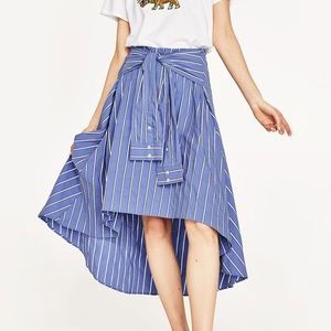 Button down shirt look Midi Zara skirt